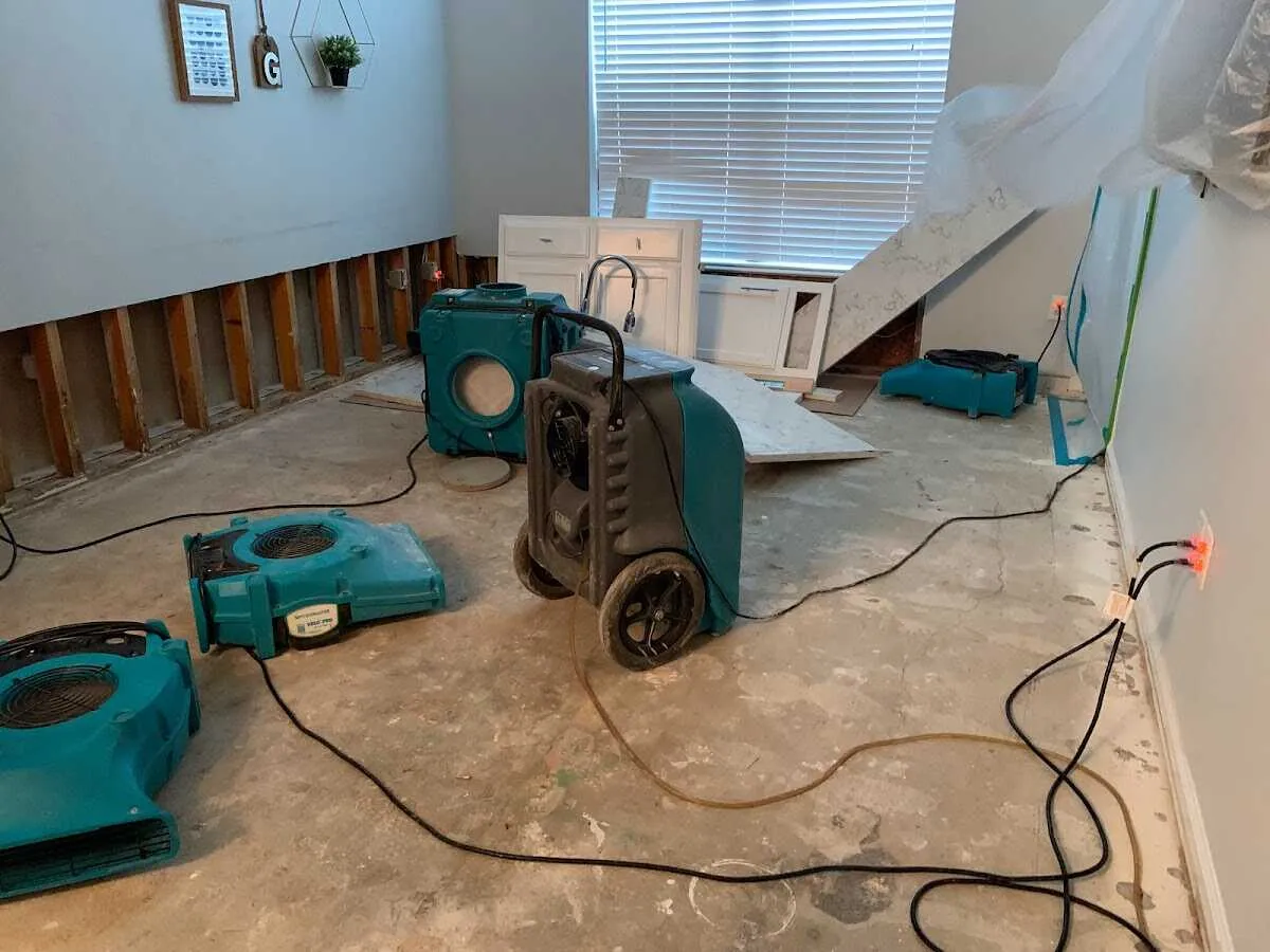 Dehumidifier in flood-cut room for Water Damage Restoration in South Miami